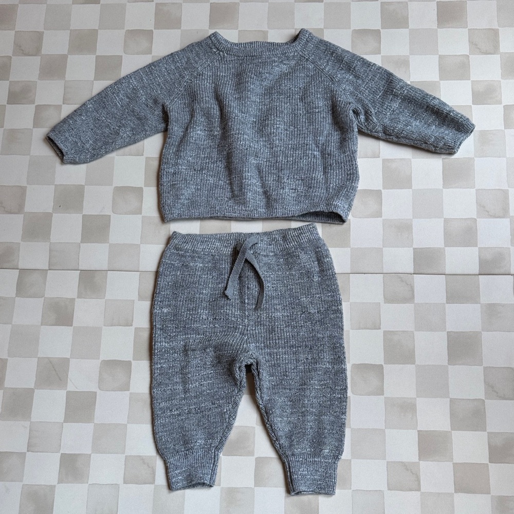 Zara Kids Charcoal Knit Jogger Set